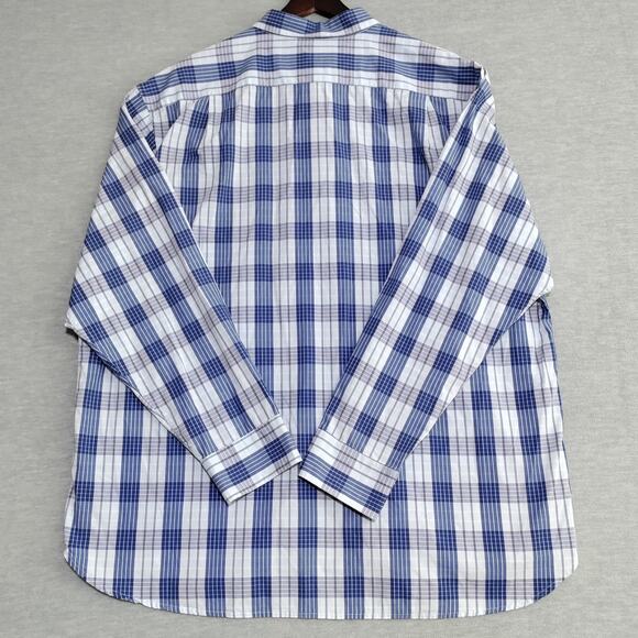 IZOD Light Weight Poplin Mens Shirt Size 2XL Blue Plaid Cotton Casual Preppy NWT - Picture 3 of 16